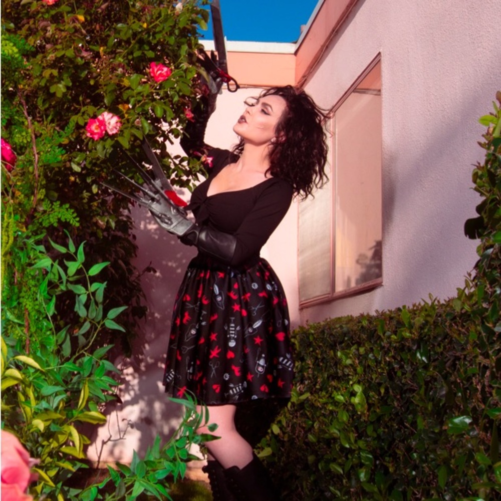 Vixen by Micheline Pitt Black and Red Skater Skirt Edward Scissorhands Burton